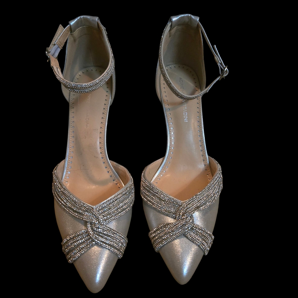 Elegant Silver Ankle Strap Heels